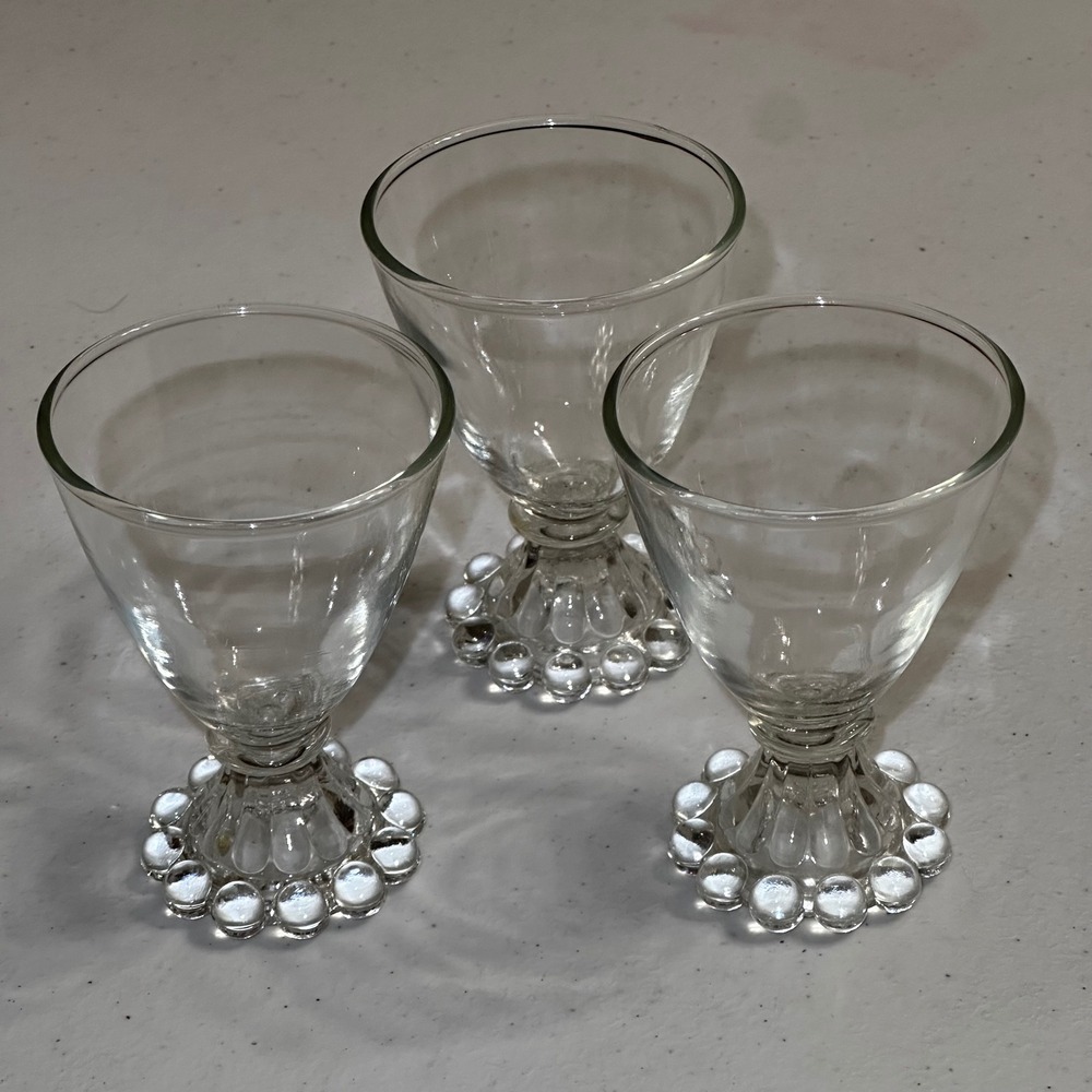 Vintage Anchor Hocking Boopie Berwick Clear Bubble Water Glasses Cordial Set 3